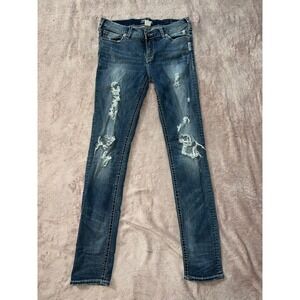 Silver Jean Pixie Womens Jeans Blue‎ Denim Skinny Distressed Size 29